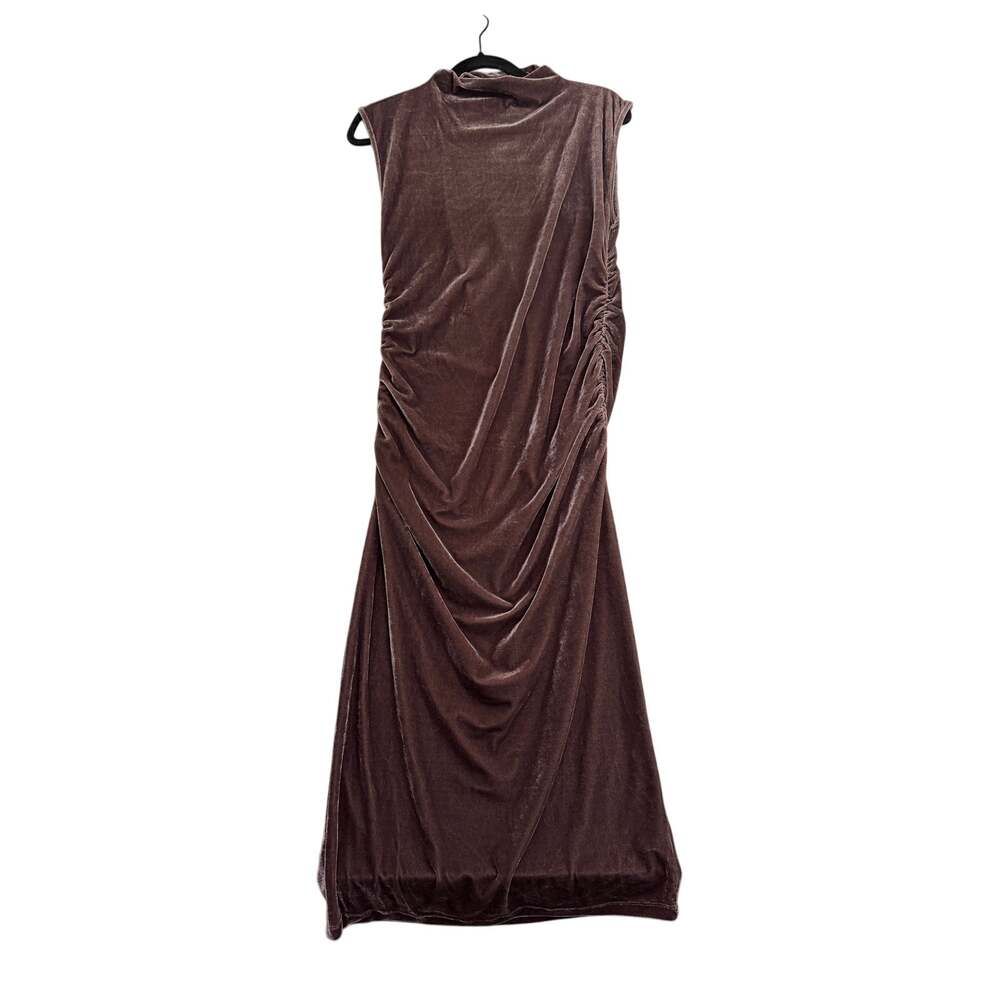 A New Day Women's Brown Velour Side Ruched Drapery Dress - Size Medium - NWT